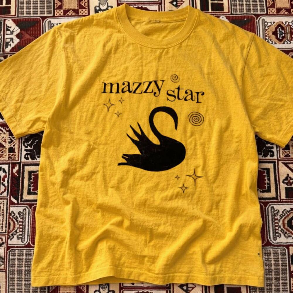 Mazzy Star Band Tee Swan Graphic Yellow Shirt Indie Rock Vintage Dream Pop Tee